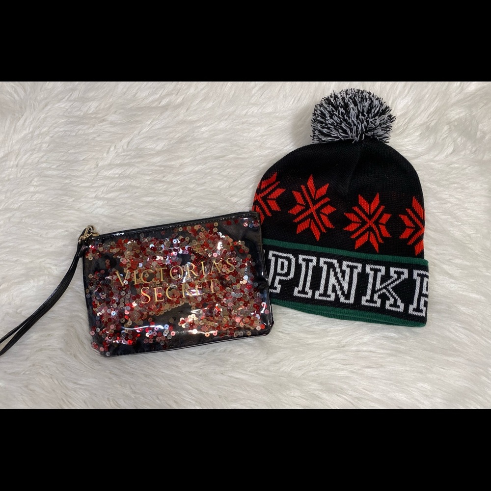 Victoria's Secret Beanie Hat & Wristlet